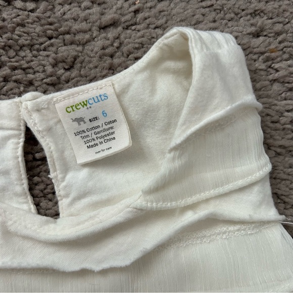 crewcuts Girls White 100% Cotton Lined Knit Ruffle Tank A-Line Dress Size 6 - Picture 3 of 4